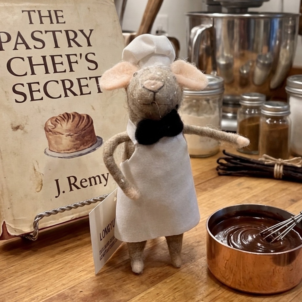 Hand-Felted Chef Mouse Ornament | Needle-Felted Kitchen Decor